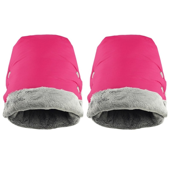 Baby Stroller Armrest Waterproof Warm Gloves(Pink)