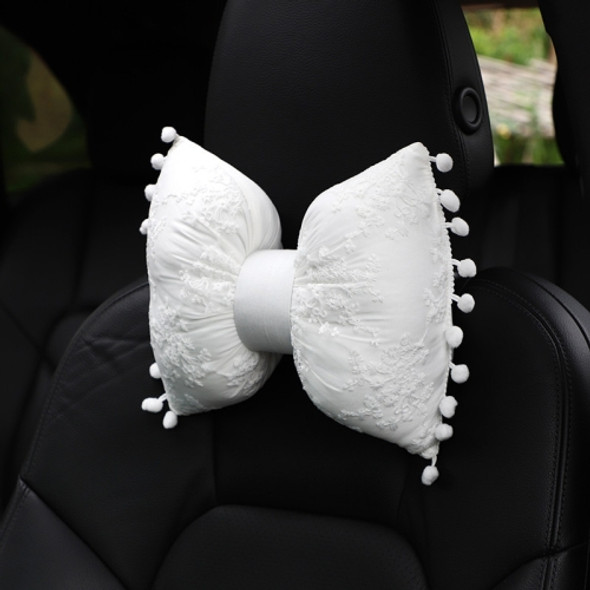 Car Lace Head Waist Pillow Elastic Cotton Neck Pillow Waist Pad Car Female Decorative Supplies, Colour: White Headrest