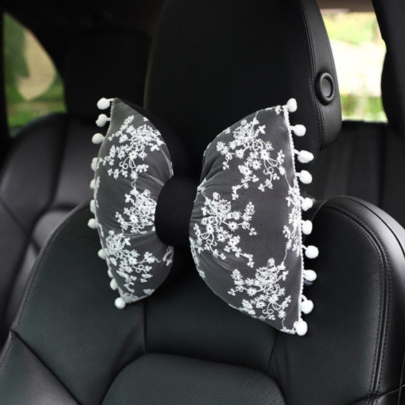 Car Lace Head Waist Pillow Elastic Cotton Neck Pillow Waist Pad Car Female Decorative Supplies, Colour: Black Headrest