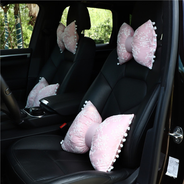 Car Lace Head Waist Pillow Elastic Cotton Neck Pillow Waist Pad Car Female Decorative Supplies, Colour: Pink Lumbar Pillow