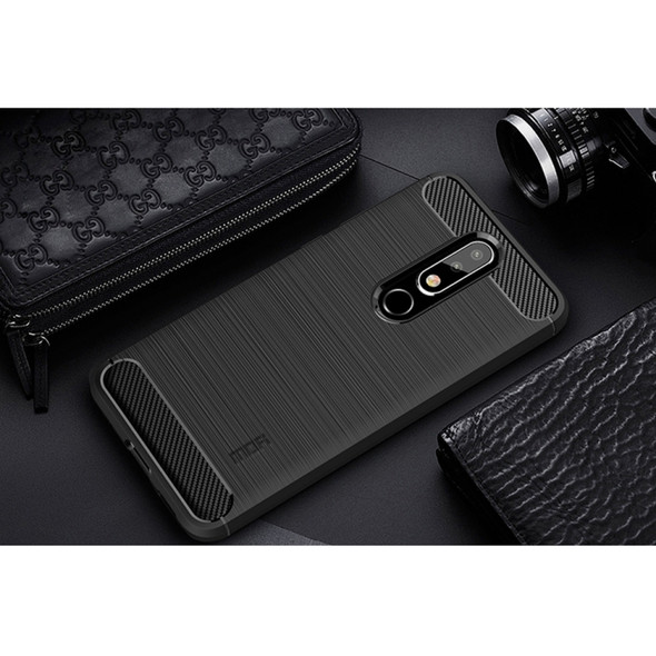 MOFI Brushed Texture Carbon Fiber TPU Case for Nokia 3.1 Plus (Black)