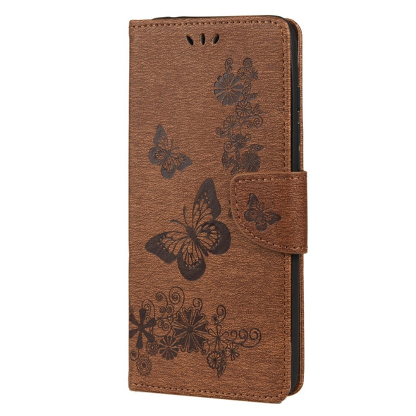 Vintage Embossed Floral Butterfly Pattern Horizontal Flip Leather Case with Card Slot & Holder & Wallet & Lanyard For Wiko Power U30(Brown)