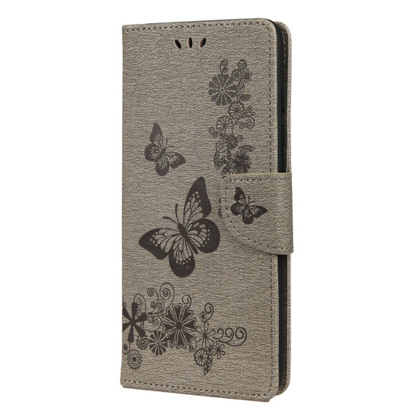 Vintage Embossed Floral Butterfly Pattern Horizontal Flip Leather Case with Card Slot & Holder & Wallet & Lanyard For Wiko Power U30(Grey)