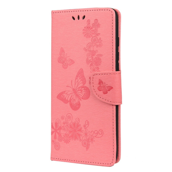 Vintage Embossed Floral Butterfly Pattern Horizontal Flip Leather Case with Card Slot & Holder & Wallet & Lanyard For Wiko Power U30(Pink)