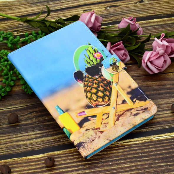 For Galaxy Tab S6 T860 / T865 Colored Drawing Horizontal Flip Leather Case with Holder & Card Slots & Pen Slot & Sleep / Wake-up Function(Pineapple)