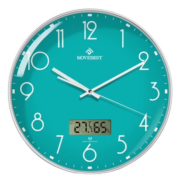 MOVEBEST 12 Inch Living Room Wall Clock Home Plastic Watch, Style: G2001-L Green Surface White Frame