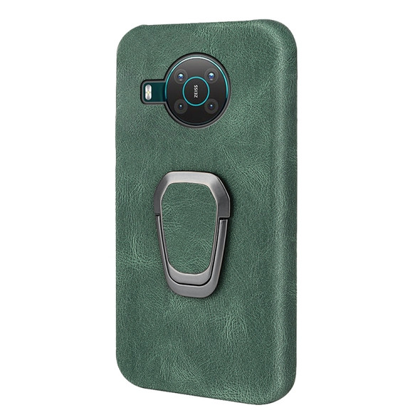 For Nokia X10 / X20 Ring Holder PU Phone Case(Dark green)