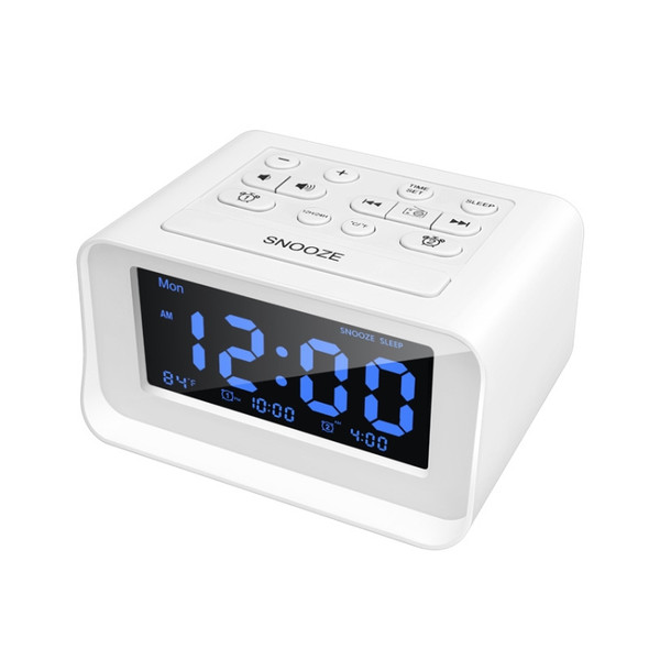 LED Digital Bedroom Alarm Clock With USB Charging Port Clock Radio Temperature Electronic Platform Clock, Specification: EU Plug(White)