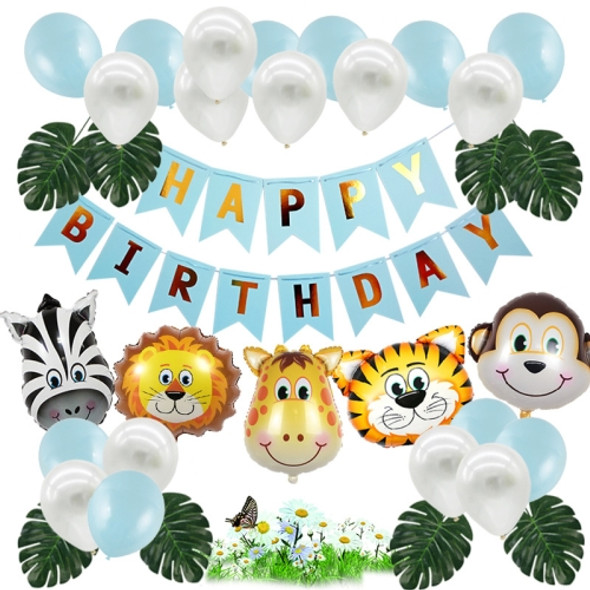 5170 Forest Animal Theme Children Birthday Decoration Balloon Set(Blue )