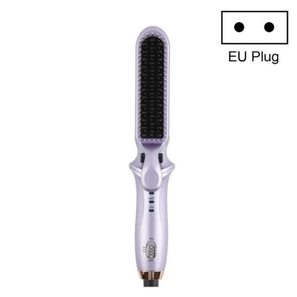 Multifunctional Curling Dry & Wet Electric Negative Ion Hair Straightening Comb, Specification:EU Plug(512 Purple)