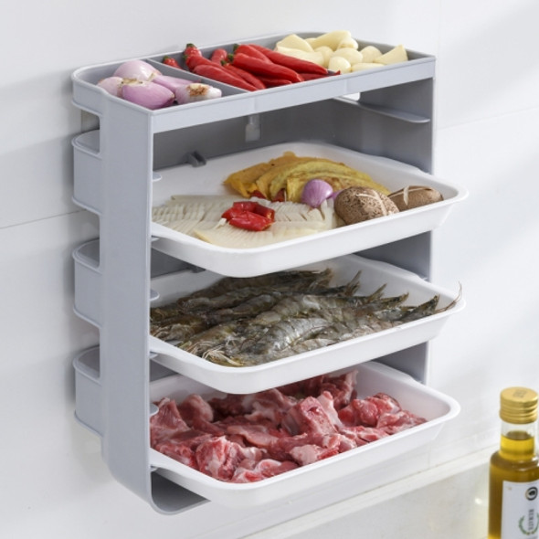 XW-PC001 Household Multi-Layer Punch-Free Side Dish Kitchen Wall Rack, Colour: Large 3-layers (Gray)