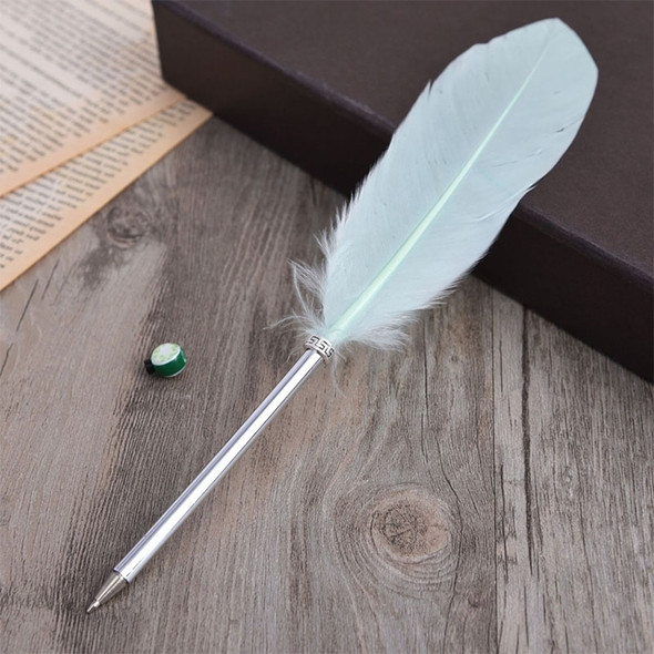 3 PCS Ostrich Feather Quill Ballpoint Pen Wedding Gift Office School Signature Pen, Length:26cm(Light Green)