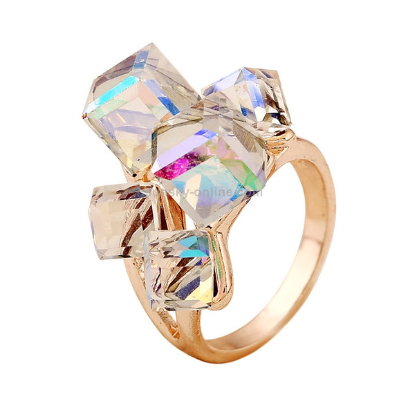 3 PCS Women Fashion Magic Cubes Crystal Inlay Ring, Ring Size:8(White)