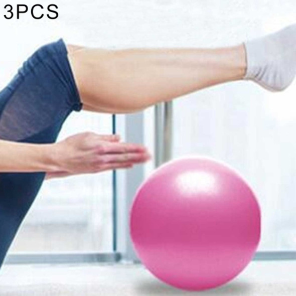 3 PCS Mini Yoga Pilates Ball Explosion-proof PVC Ball Balanced Fitness Gymnastic Exercise Training with Straw, Diameter: 25cm(Pink)