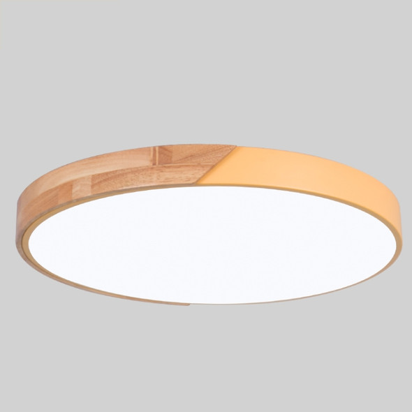 Wood Macaron LED Round Ceiling Lamp, White Light, Size:50cm(Yellow)