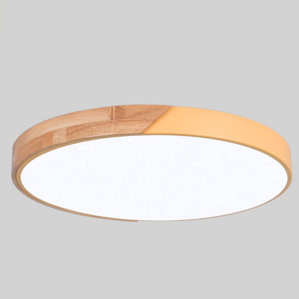 Wood Macaron LED Round Ceiling Lamp, White Light, Size:60cm(Yellow)