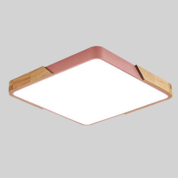 Wood Macaron LED Square Ceiling Lamp, Stepless Dimming, Size:60cm(Pink)