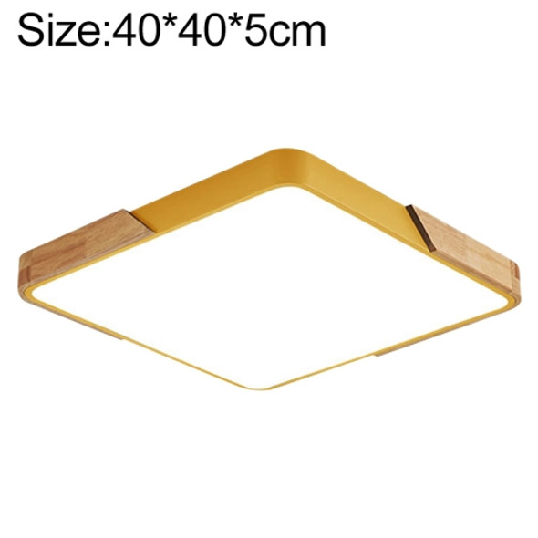 Wood Macaron LED Square Ceiling Lamp, Stepless Dimming, Size:40cm(Yellow)