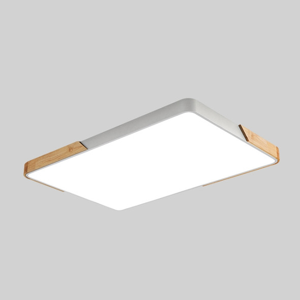 Wood Macaron LED Rectangle Ceiling Lamp, 3-Colors Light, Size:88x62cm(White)