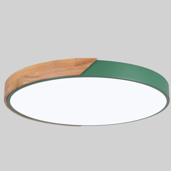 Wood Macaron LED Round Ceiling Lamp, 3-Colors Light, Size:60cm(Green)