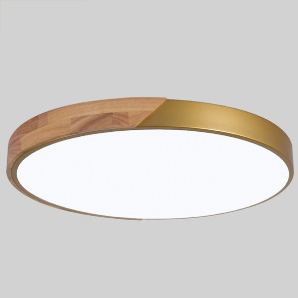 Wood Macaron LED Round Ceiling Lamp, 3-Colors Light, Size:50cm(Gold)