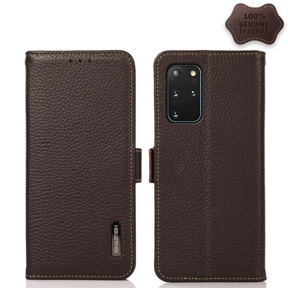 For Samsung Galaxy S20 Ultra KHAZNEH Side-Magnetic Litchi Genuine Leather RFID Phone Case(Brown)