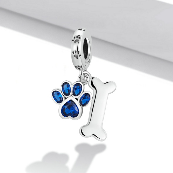 S925 Sterling Silver Dog Paw Bone Pendant DIY Bracelet Necklace Accessories