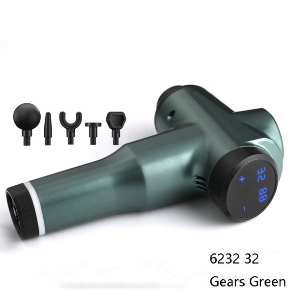 Muscles Relax Massager Portable Fitness Equipment Fascia Gun, Specification: 6232 32 Gears Green(UK Plug)