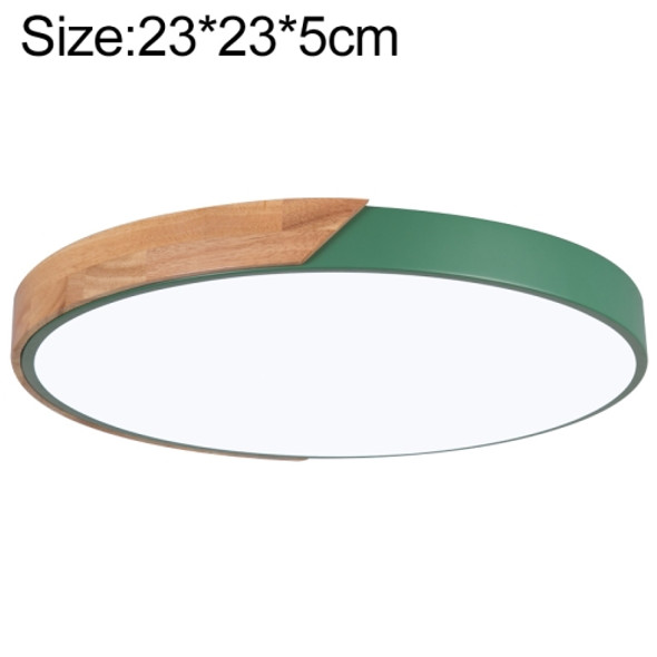 Wood Macaron LED Round Ceiling Lamp, 3-Colors Light, Size:23cm(Green)