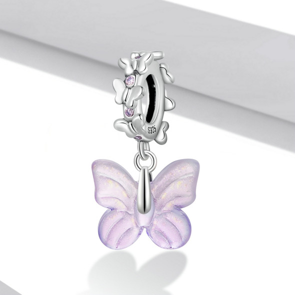 S925 Sterling Silver Glazed Butterfly Pendant DIY Bracelet Necklace Accessories