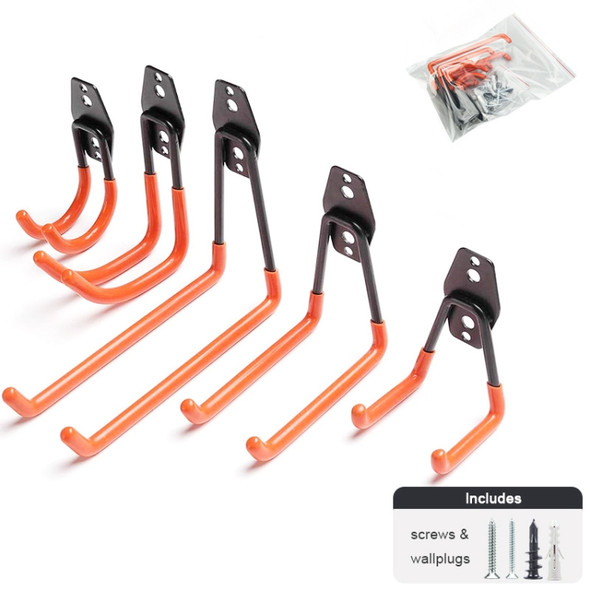 5 PCS/Set 630 Garage Hook Warehouse Storage Dip Metal Hook(Bright Orange)