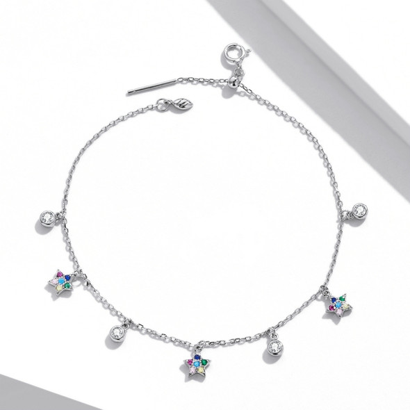 S925 Sterling Silver Star Colored Zircon Bracelet Women Jewelry