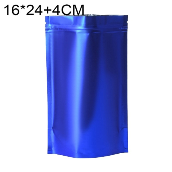 100 PCS/Set Matte Aluminum Foil Snack Stand-up Pouch, Size:16x24+4cm(Blue)