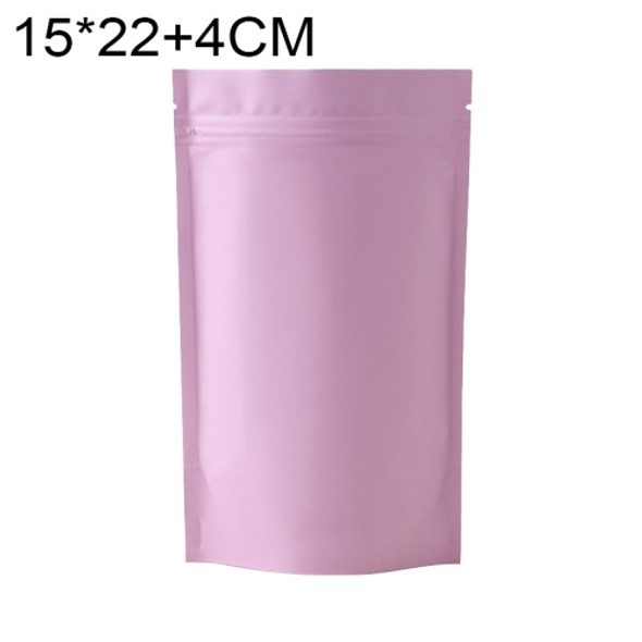 100 PCS/Set Matte Aluminum Foil Snack Stand-up Pouch, Size:15x22+4cm(Pink)