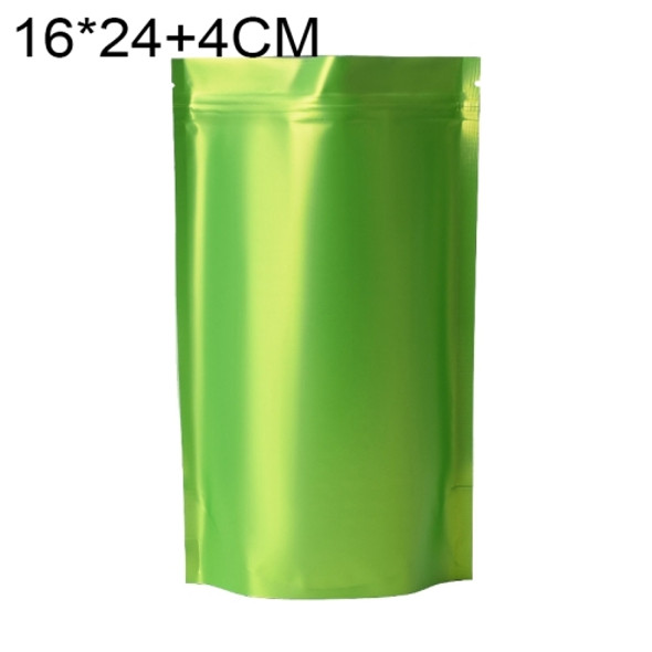 100 PCS/Set Matte Aluminum Foil Snack Stand-up Pouch, Size:16x24+4cm(Green)