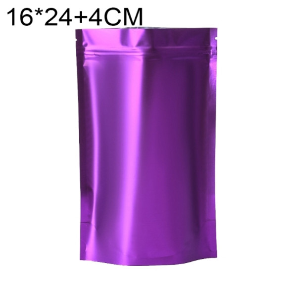 100 PCS/Set Matte Aluminum Foil Snack Stand-up Pouch, Size:16x24+4cm(Purple)