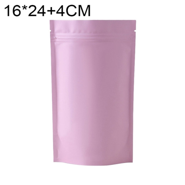 100 PCS/Set Matte Aluminum Foil Snack Stand-up Pouch, Size:16x24+4cm(Pink)