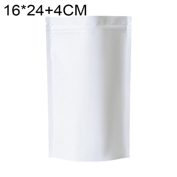 100 PCS/Set Matte Aluminum Foil Snack Stand-up Pouch, Size:16x24+4cm(White)