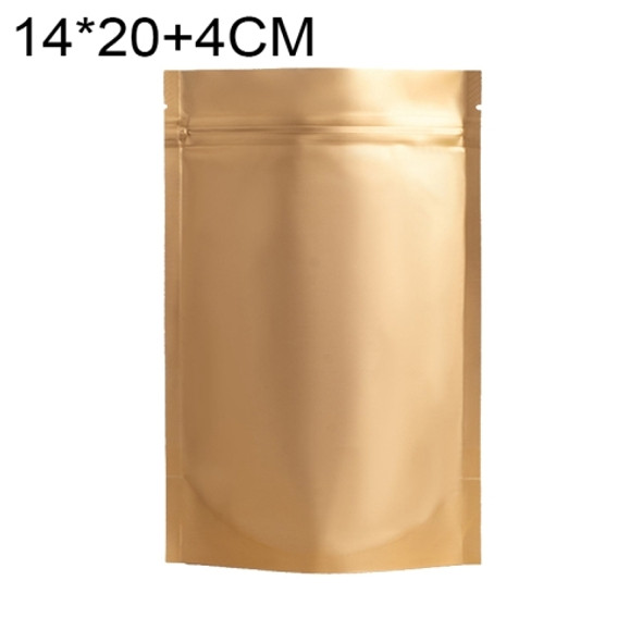 100 PCS/Set Matte Aluminum Foil Snack Stand-up Pouch, Size:14x20+4cm(Gold)