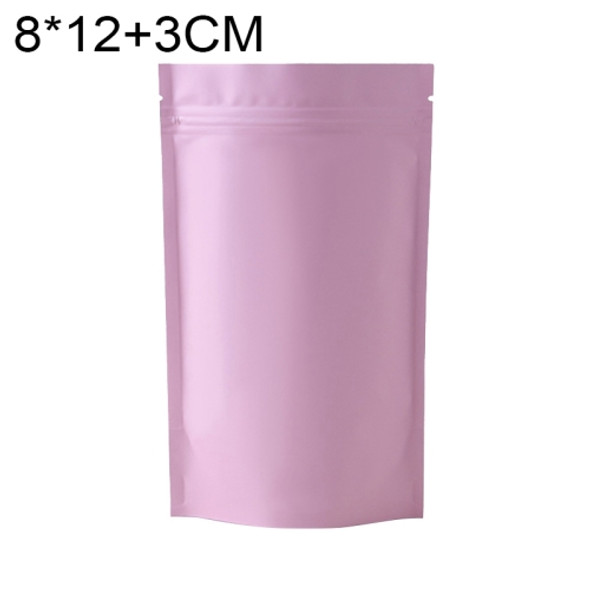 100 PCS/Set Matte Aluminum Foil Snack Stand-up Pouch, Size:8x12+3cm(Pink)