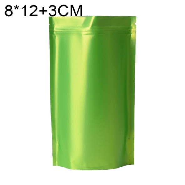 100 PCS/Set Matte Aluminum Foil Snack Stand-up Pouch, Size:8x12+3cm(Green)