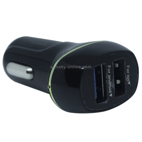 Square Dual USB Ports Car Charger, Compatible with Android and IOS(Black)