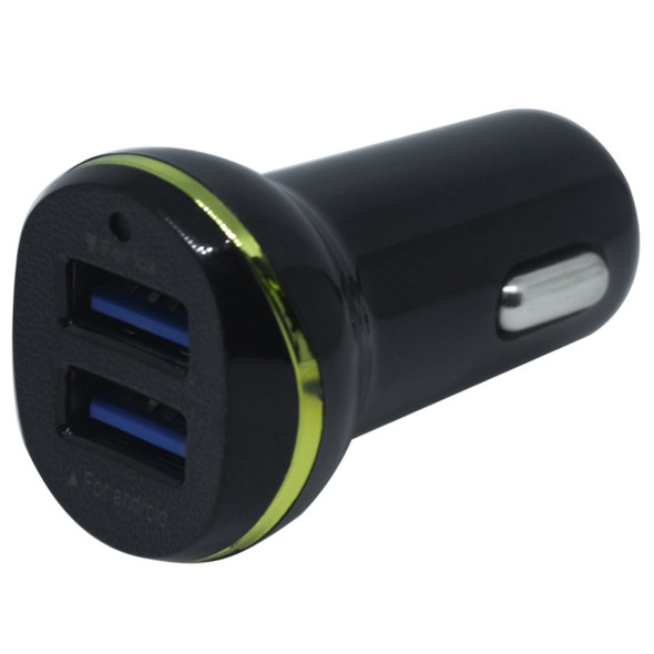 LZ-311 Round Dual USB Ports Car Charger, Compatible with Android and IOS(Black)