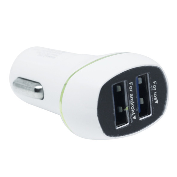 Square Dual USB Ports Car Charger, Compatible with Android and IOS(White)