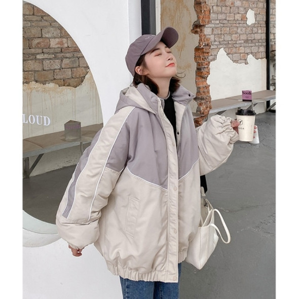 Ladies Loose Casual Harajuku Style Down Jacket (Color:Beige Size:M)