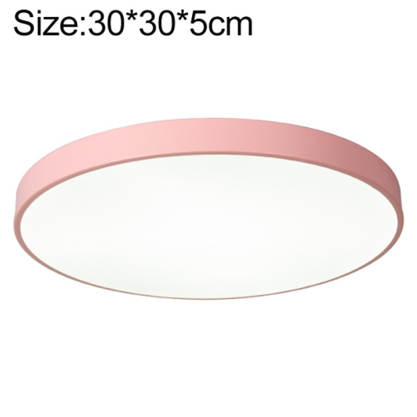 Macaron LED Round Ceiling Lamp, 3-Colors Light, Size:30cm(Pink)