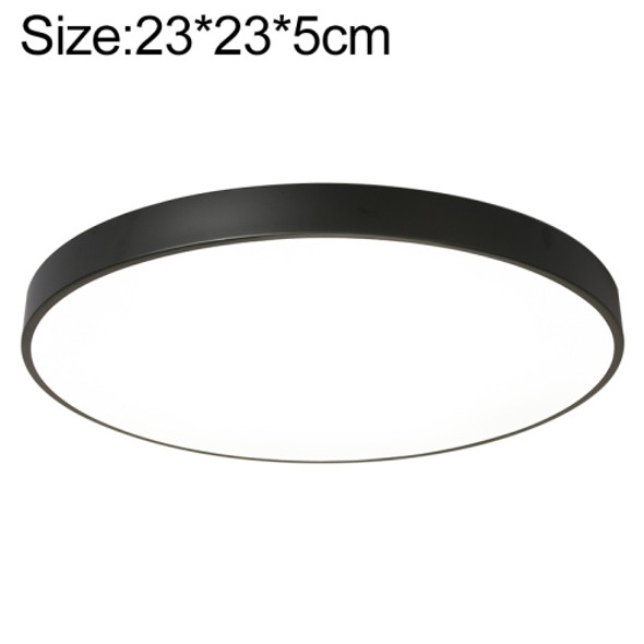 Macaron LED Round Ceiling Lamp, 3-Colors Light, Size:23cm(Black)