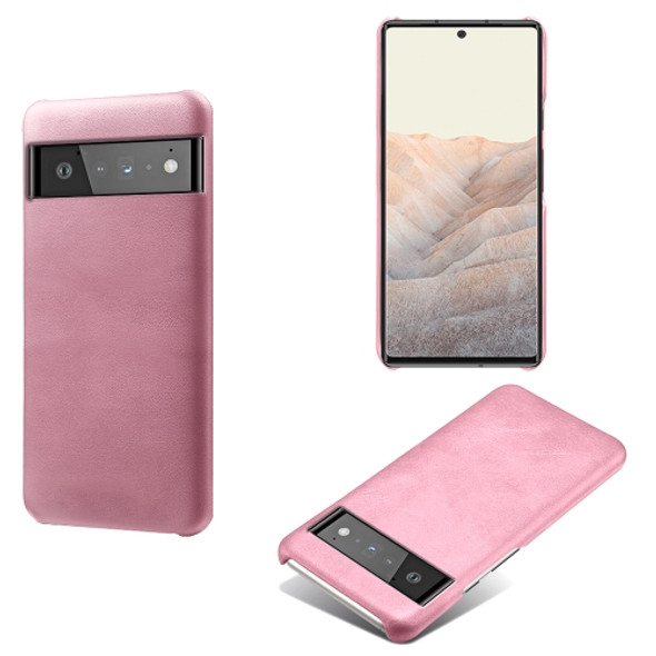 For Google Pixel 6 Pro Calf Texture PC + PU Phone Case(Pink)