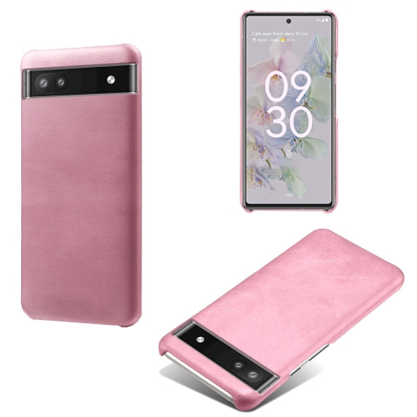 For Google Pixel 6a Calf Texture PC + PU Phone Case(Pink)