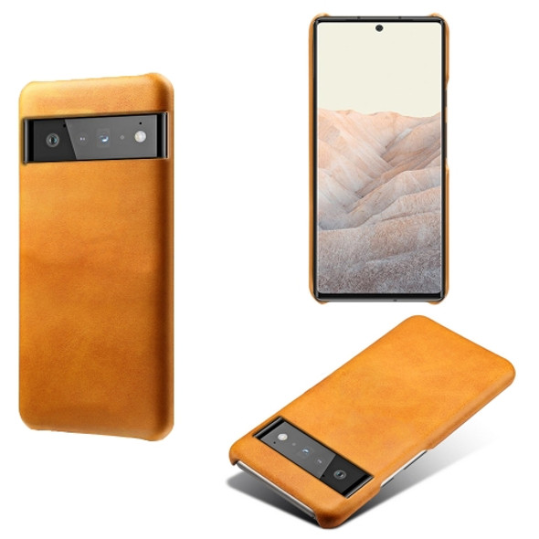 For Google Pixel 6 Pro Calf Texture PC + PU Phone Case(Orange)